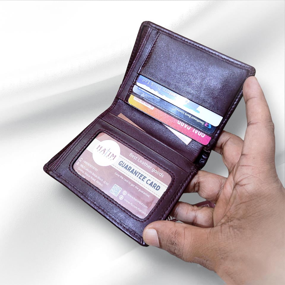 Agun leather semi shot wallet (Chocolate-W-28) - Image 2