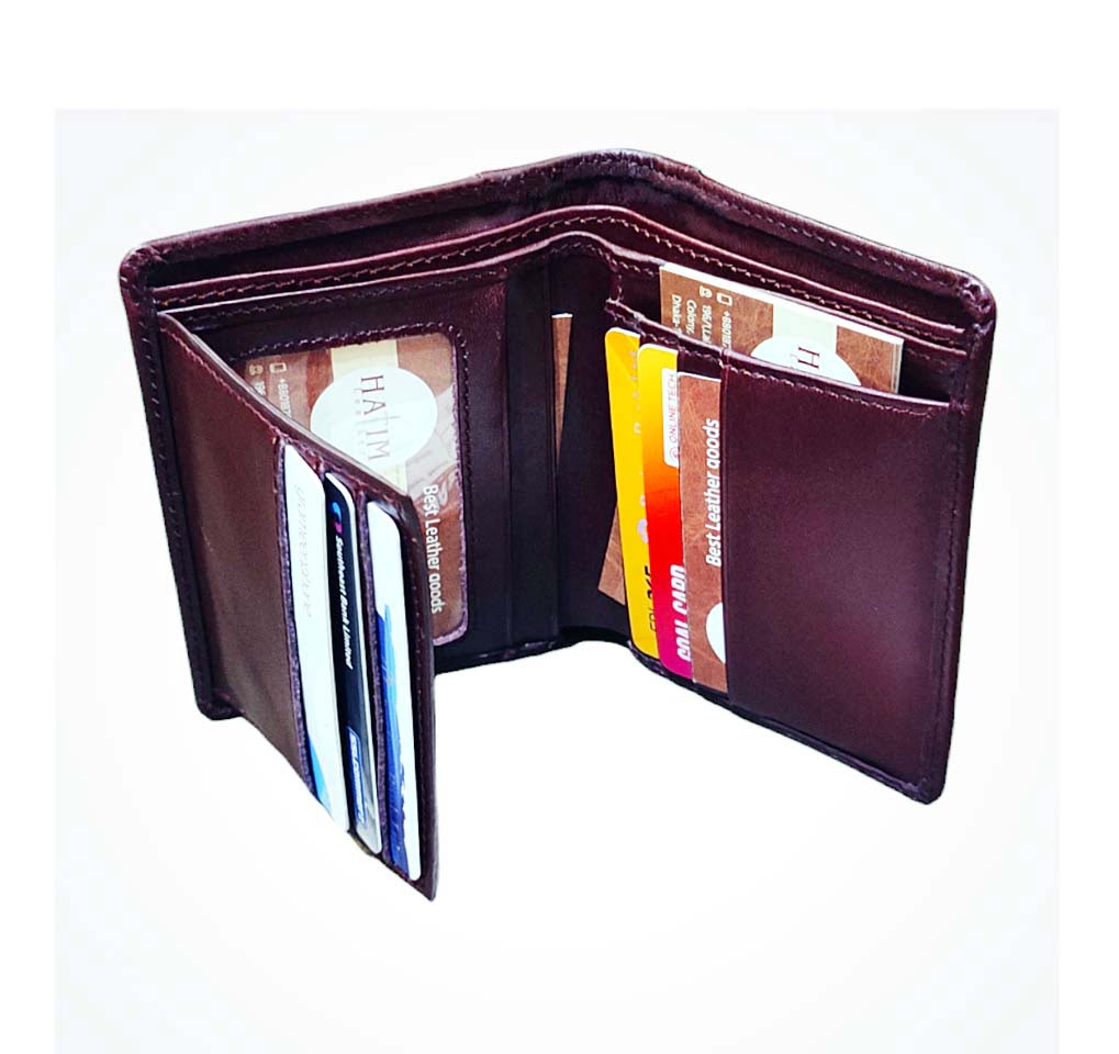 Agun leather semi shot wallet (Chocolate-W-28) - Image 4