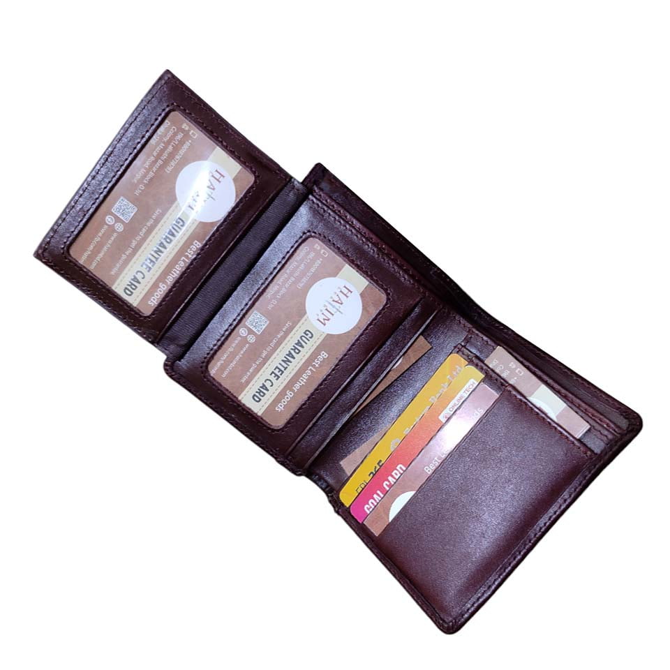 Agun leather semi shot wallet (Chocolate-W-28) - Image 5