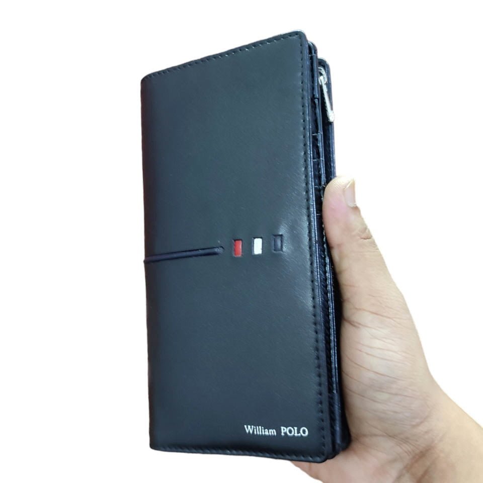 William Polo Leather Long Wallet -Black- L03