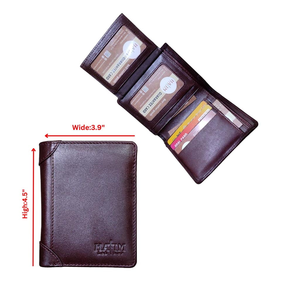 Agun leather semi shot wallet (Chocolate-W-28) - Image 6