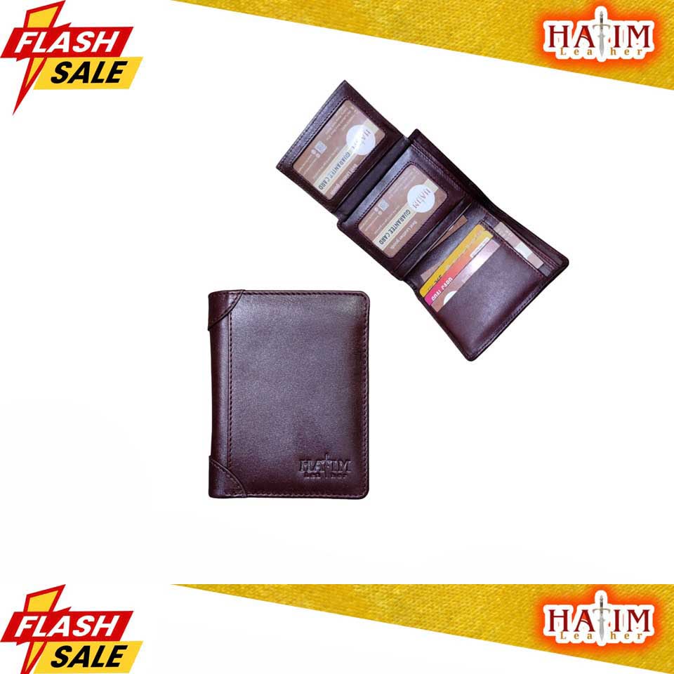 Agun leather semi shot wallet (Chocolate-W-28)