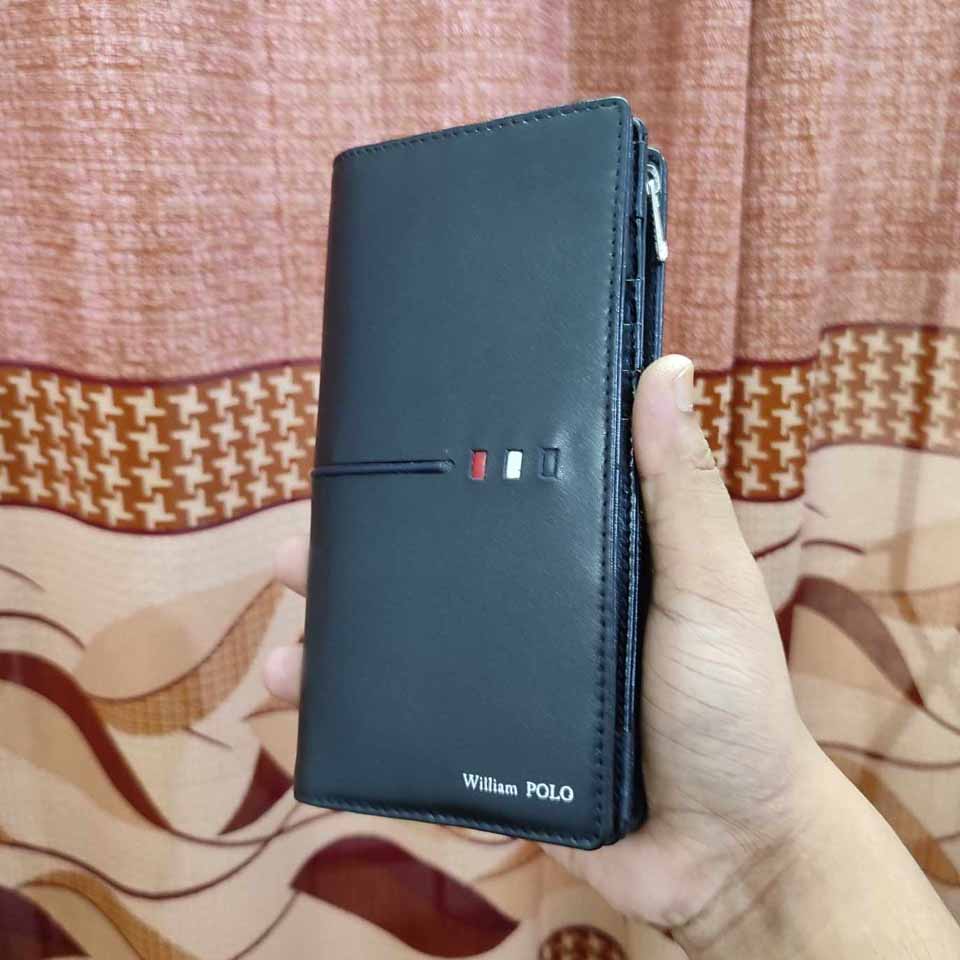 William Polo Leather Long Wallet -Black- L03 - Image 2