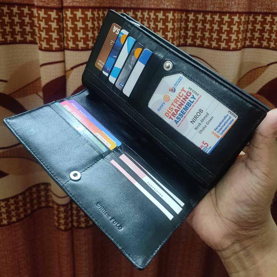 William Polo Leather Long Wallet -Black- L03 - Image 7