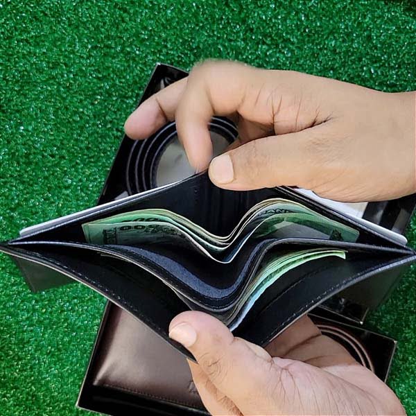 Orginal melingLeather Belt and wallet combo(চকলেট-35) - Image 5