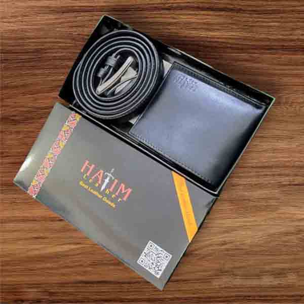 Orginal melingLeather Belt and wallet combo(চকলেট-35) - Image 4